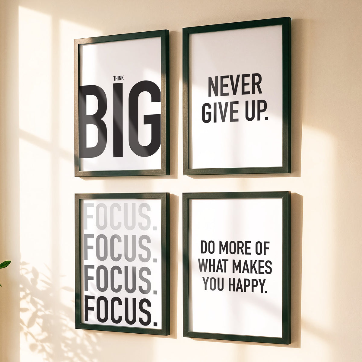 Spruchposter 4er-Set Think Big als Bilderwand