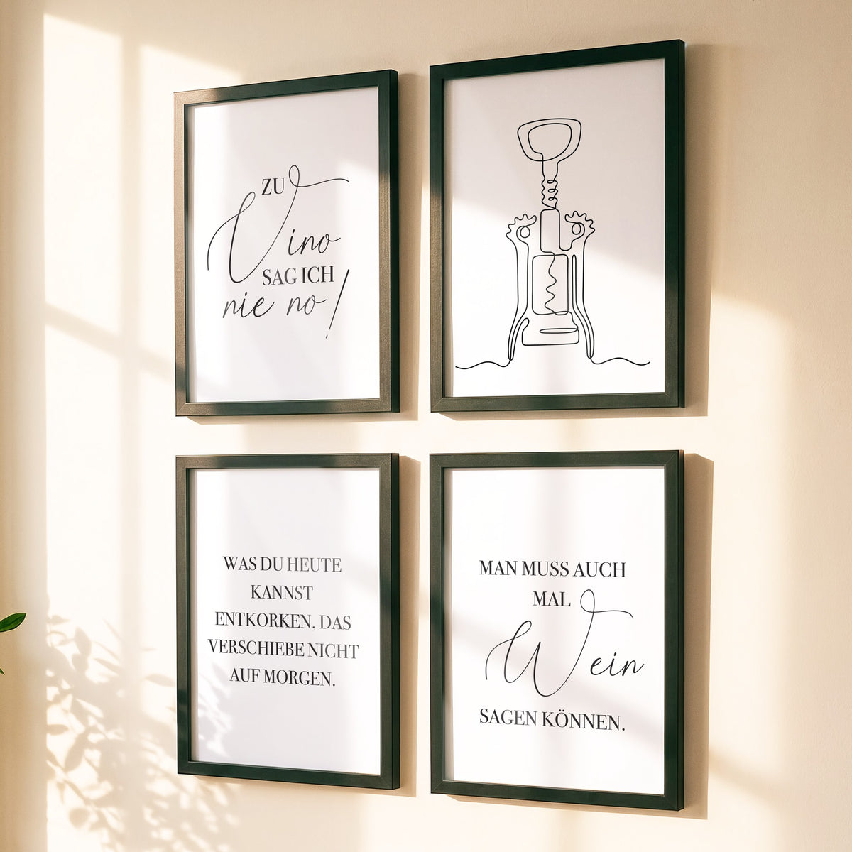 Spruchposter 4er-Set Wein als Bilderwand