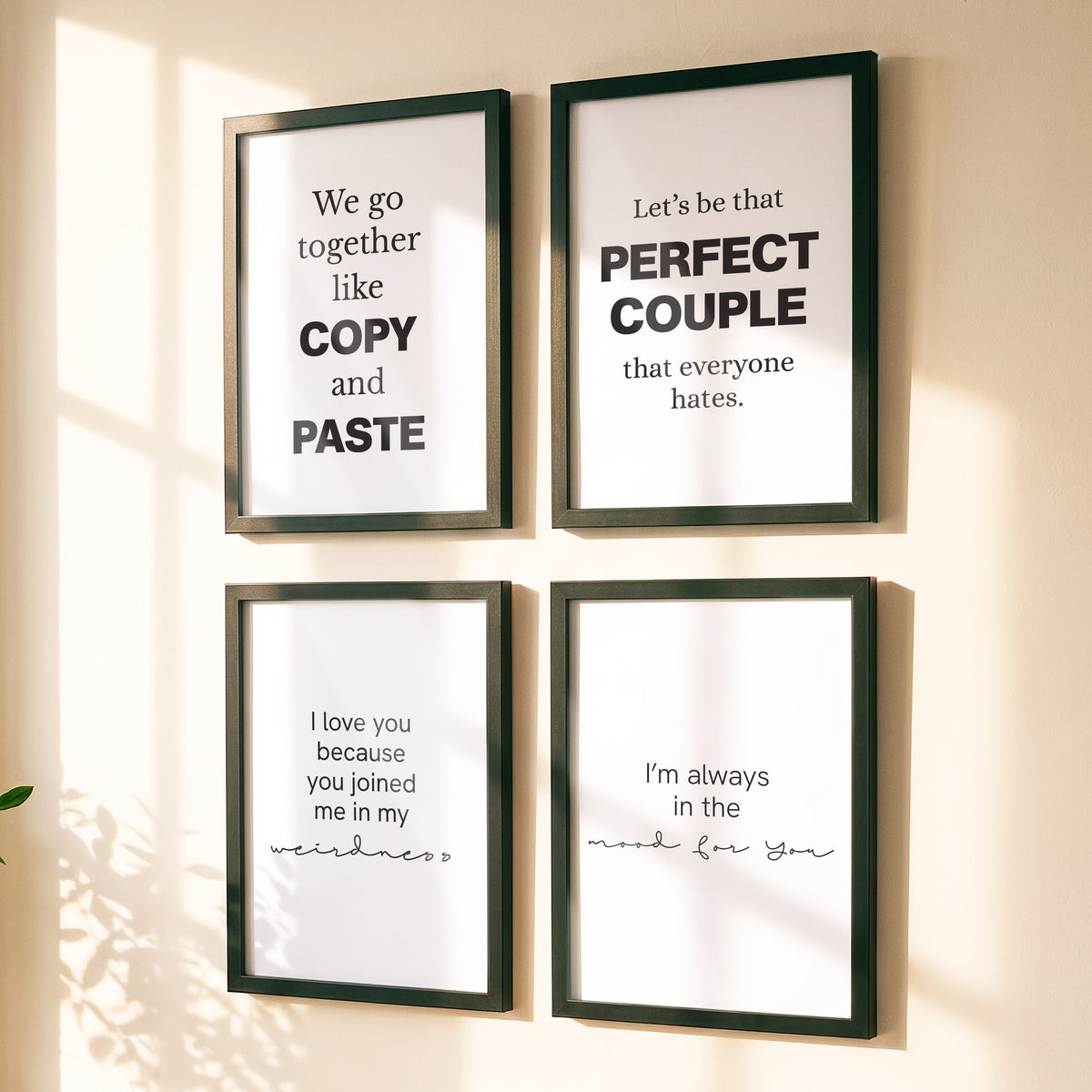 Spruchposter 4er-Set Funny Couple als Bilderwand