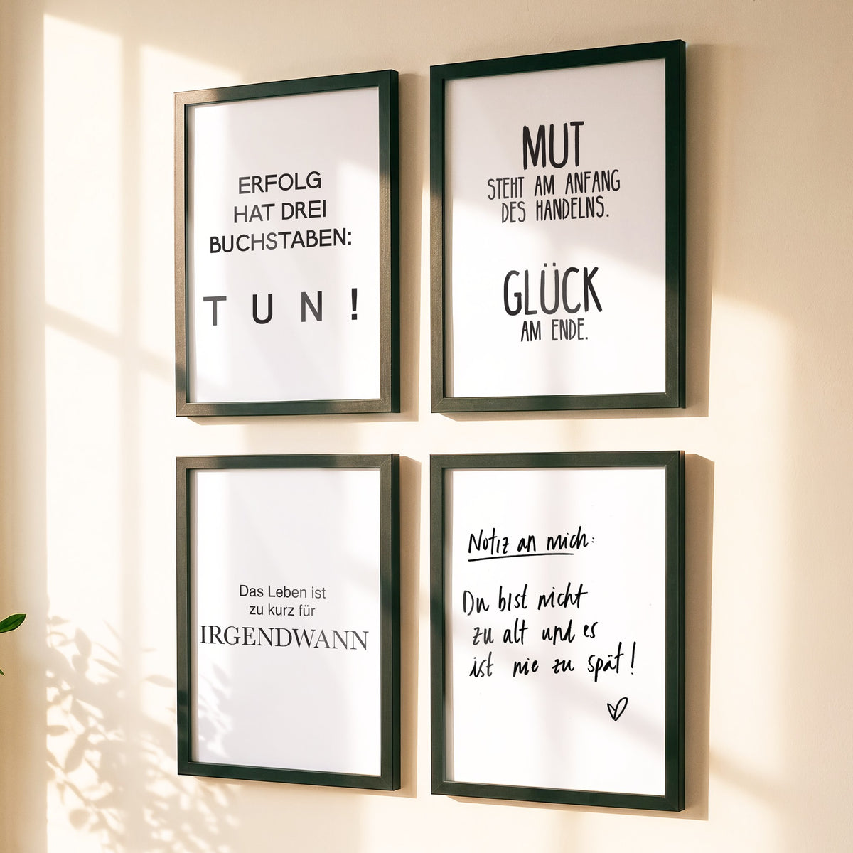 Spruchposter 4er-Set Selbstmotivation als Bilderwand