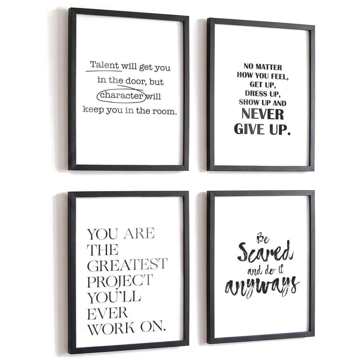Spruchposter 4er-Set You’re Great in schwarzen Rahmen