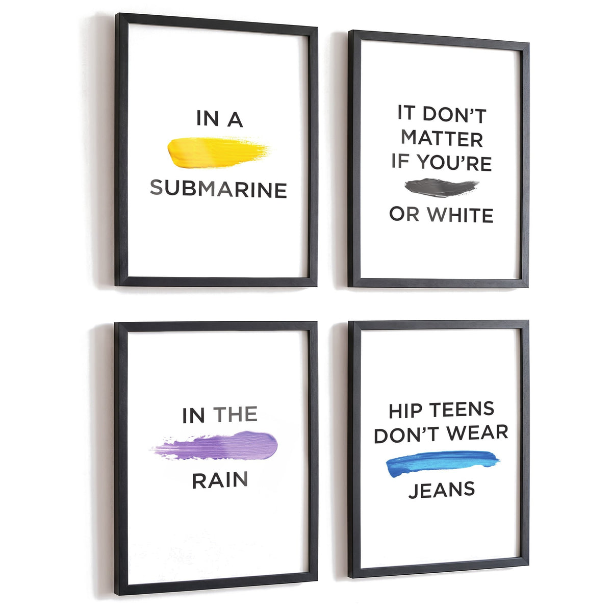 Spruchposter 4er-Set Colorful Songs in schwarzen Rahmen