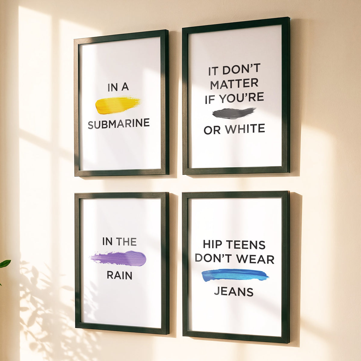 Spruchposter 4er-Set Colorful Songs als Bilderwand
