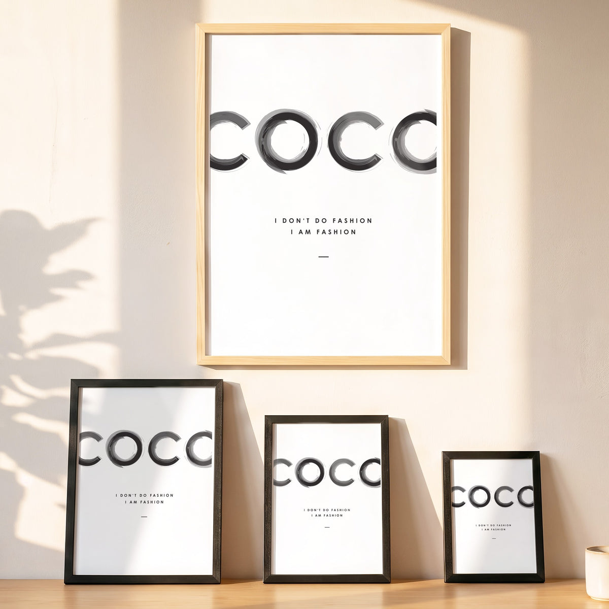 Spruchposter Coco Brush in vier Größen an der Wand