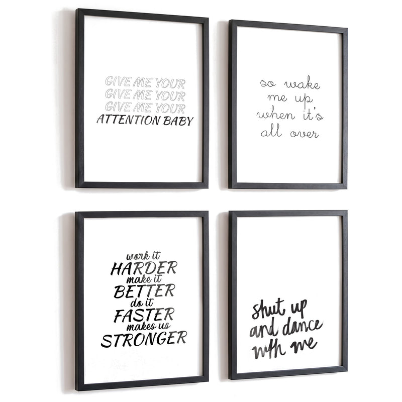 Spruchposter 4er-Set My Favourite Songs in schwarzen Rahmen