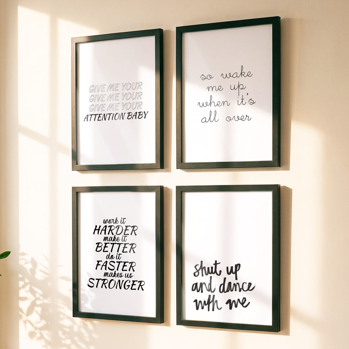Spruchposter 4er-Set My Favourite Songs als Bilderwand