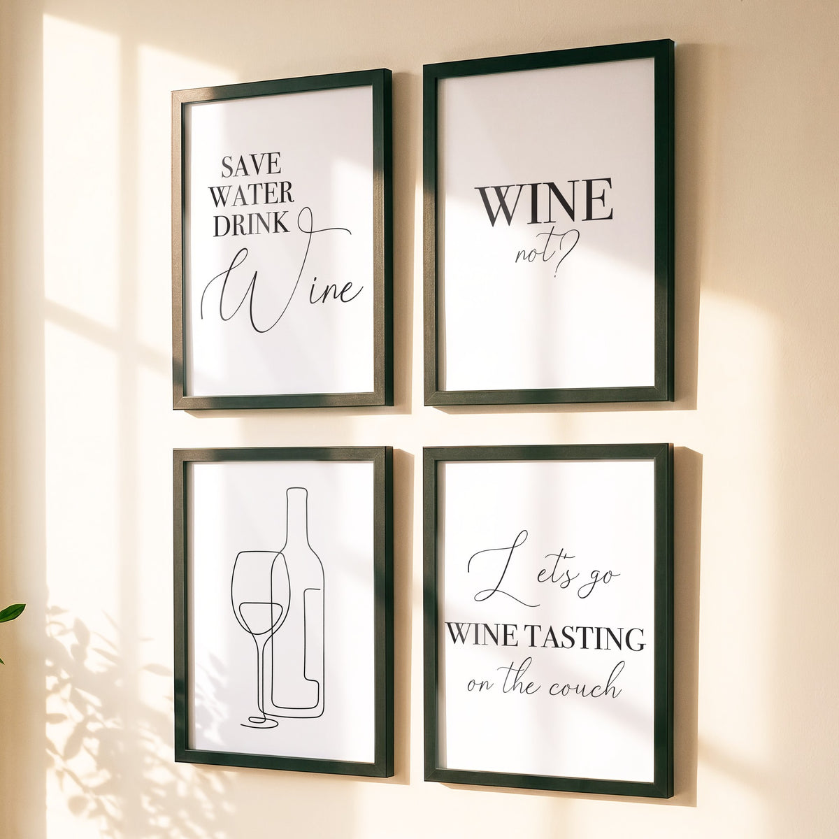 Spruchposter 4er-Set Wine als Bilderwand