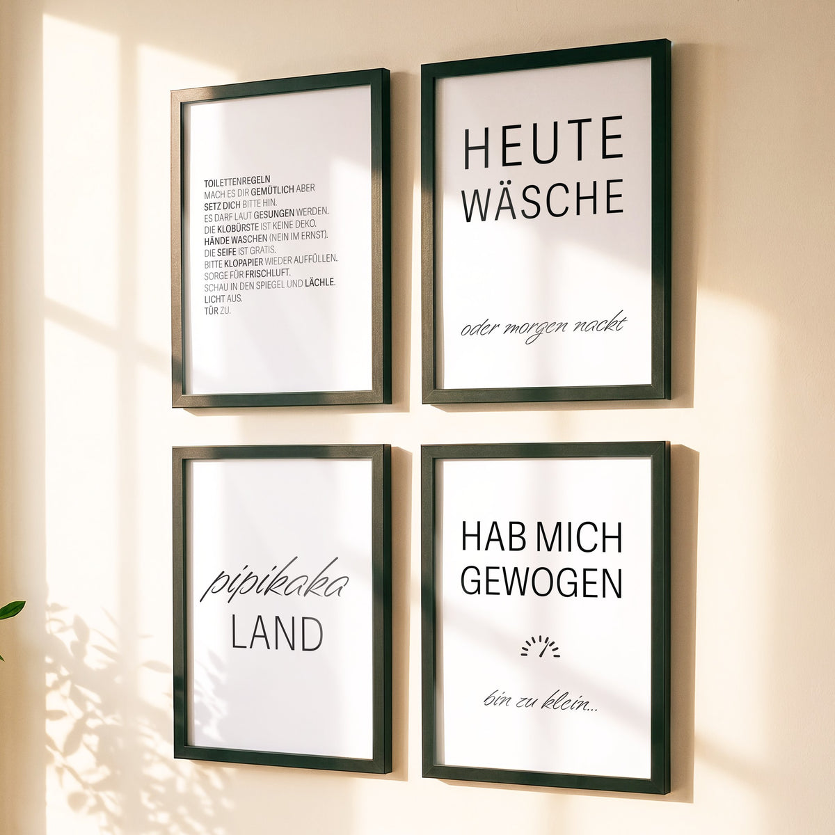 Spruchposter 4er-Set Badezimmer & WC als Bilderwand