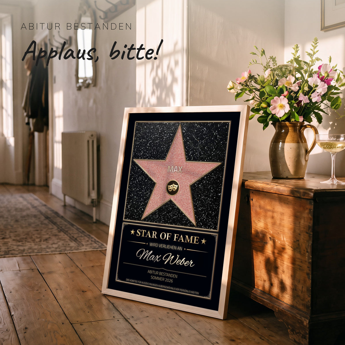 Star-of-Fame-Poster zum Abitur im Flur