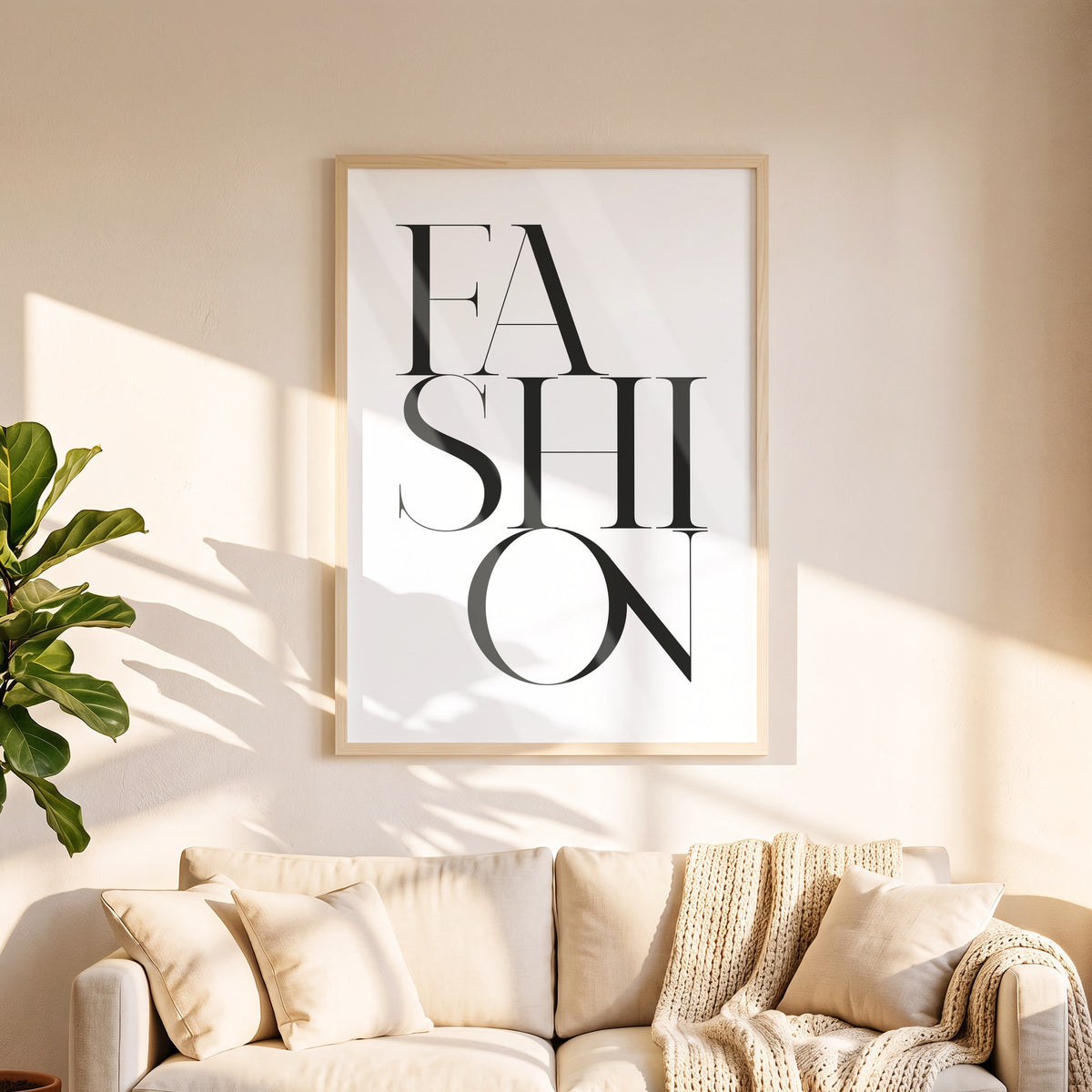 Poster Fashion in 50 x 70 cm über dem Sofa