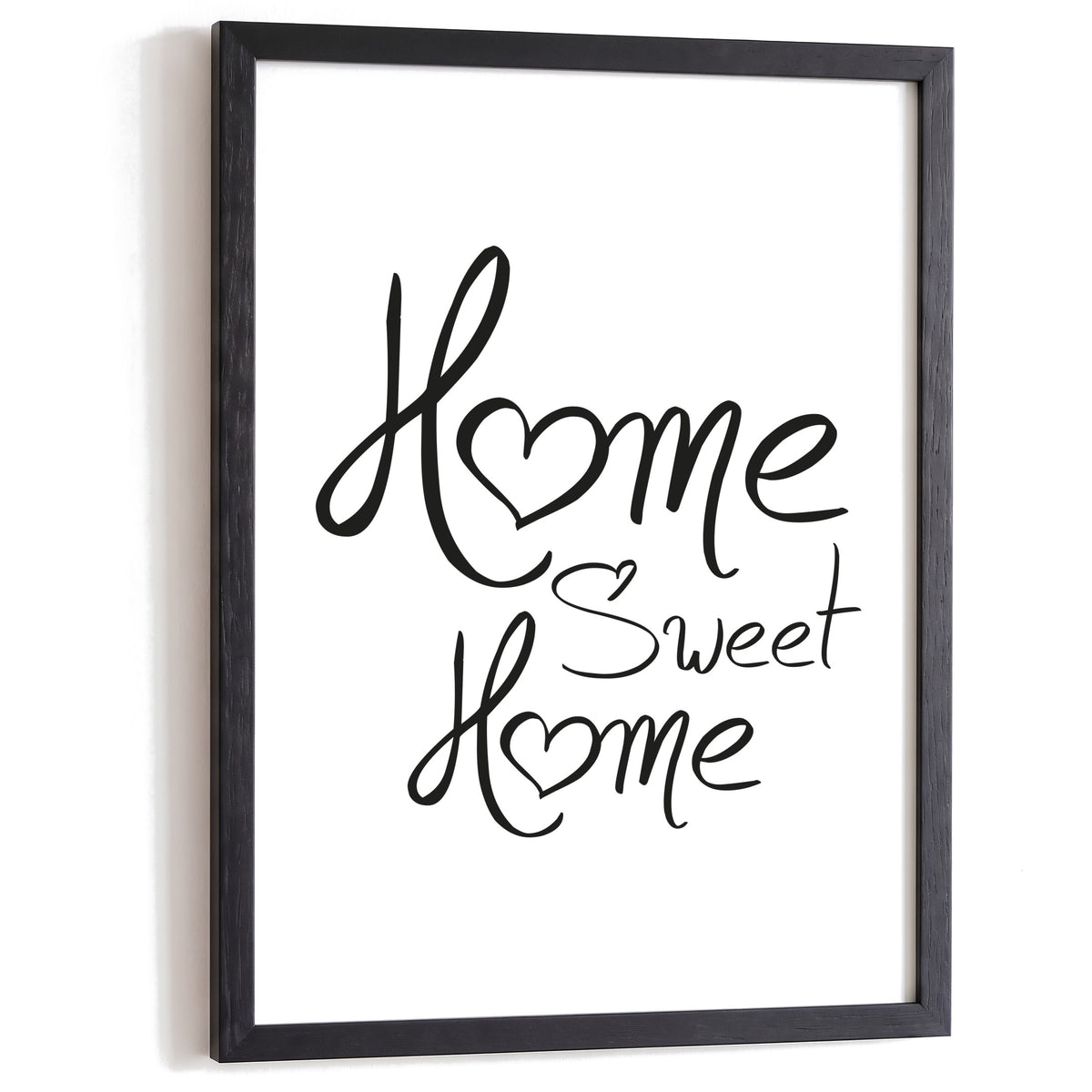 Typografie Poster Home Sweet Home im schwarzen Holzrahmen