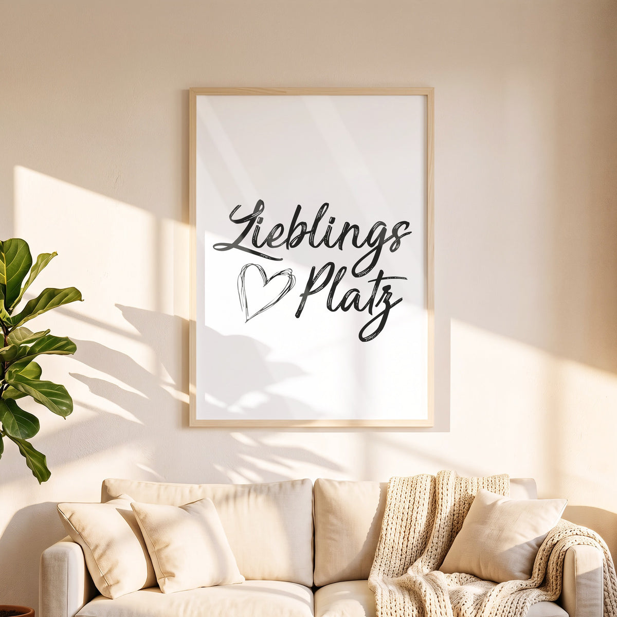Poster Lieblingsplatz in 50 x 70 cm über dem Sofa