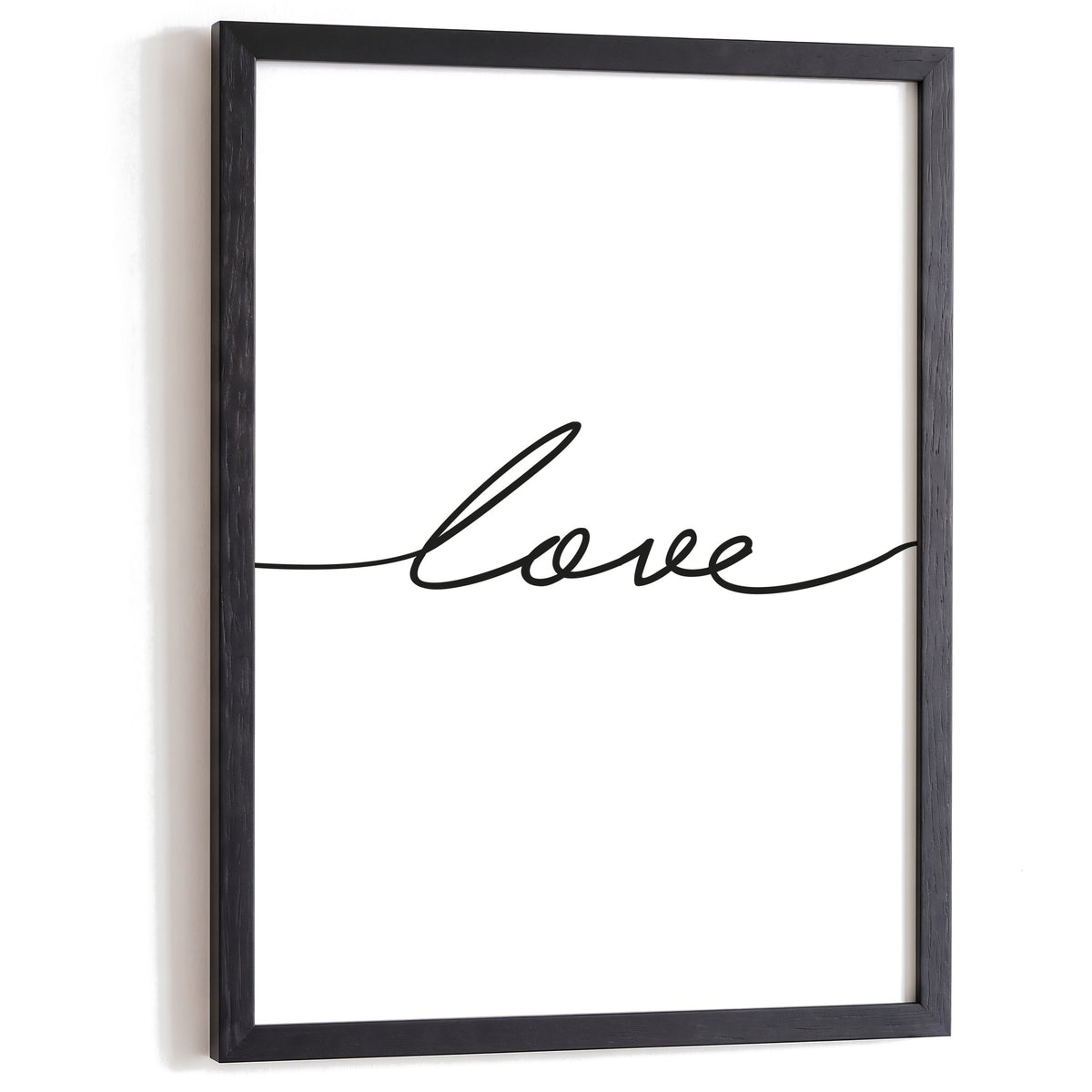 Typografie Poster Love im schwarzen Holzrahmen