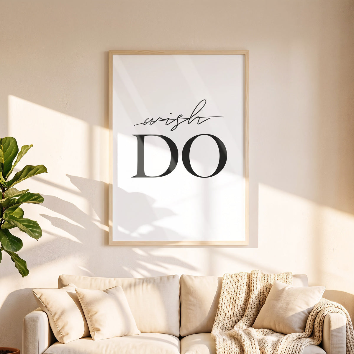 Poster Wish Do in 50 x 70 cm über dem Sofa
