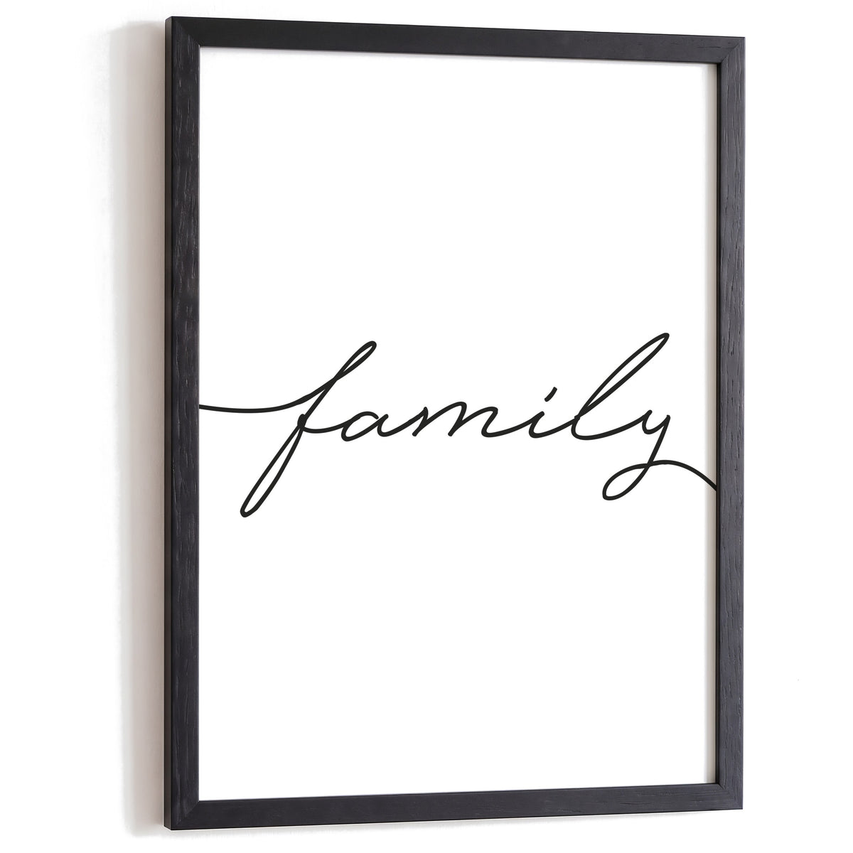 Typografie Poster Family im schwarzen Holzrahmen