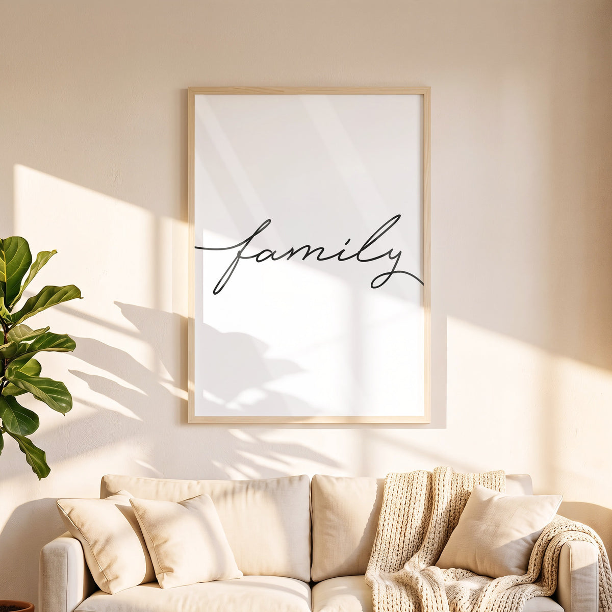 Poster Family in 50 x 70 cm über dem Sofa